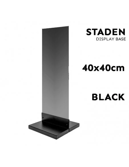 PIE BASE SOPORTE NEGRA DE ACERO 40 X 40 CM PARA PANEL PUBLICIDAD | MODELO STADEN