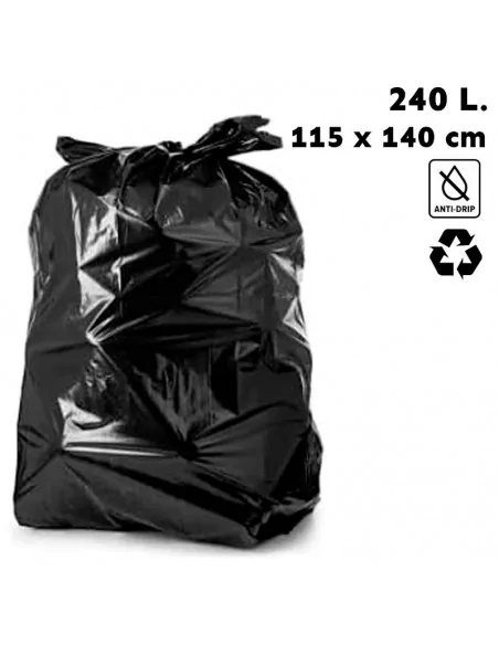 BOLSA SACO PARA BASURA 240 LITROS (PAQUETE 10 UDS) | MUY RESISTENTE ESPECIAL INDUSTRIA G140 115X140CM BOLSA SACO PARA BASURA 240 LITROS (PAQUETE 10 UDS) | MUY RESISTENTE ESPECIAL INDUSTRIA G140 115X140CM