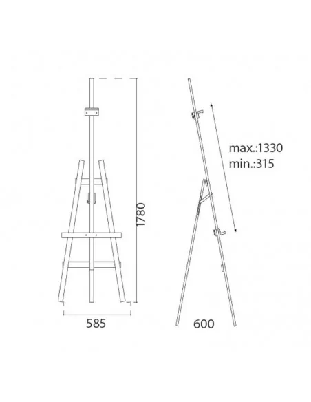 CABALLETE PARA A PINTENÇÃO MADERAL EXTENSIBLE 178 CM Δ MODELO MONET CABALLETE PARA A PINTENÇÃO MADERAL EXTENSIBLE 178 CM Δ MODELO MONET