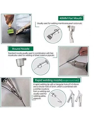 PISTOLA DE SOLDADURA DE PLASTICO Y LONA SOPLADOR DE AIRE CALIENTE 1600W CA DE 220V moldiber PISTOLA DE SOLDADURA DE PLASTICO Y LONA SOPLADOR DE AIRE CALIENTE 1600W CA DE 220V moldiber