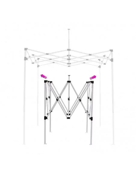CARPA PLEGABLE DE ACERO 2 X 2 METROS CON TECHO NEGRO. MODELO VESTA