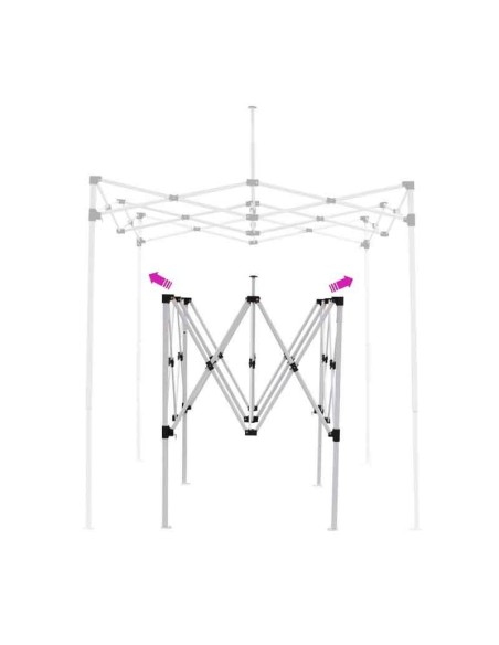 CARPA PLEGABLE DE ACERO 2 X 2 METROS CON TECHO AZUL. MODELO VESTA