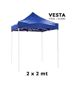 CARPA DE ACERO BARATA 2 X 2 METROS CON TECHO AZUL. MODELO VESTA