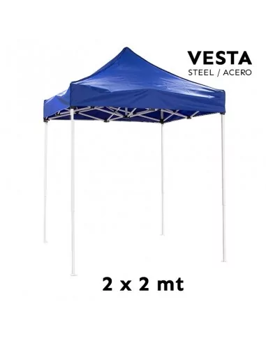 CARPA DE ACERO BARATA 2 X 2 METROS CON TECHO AZUL. MODELO VESTA
