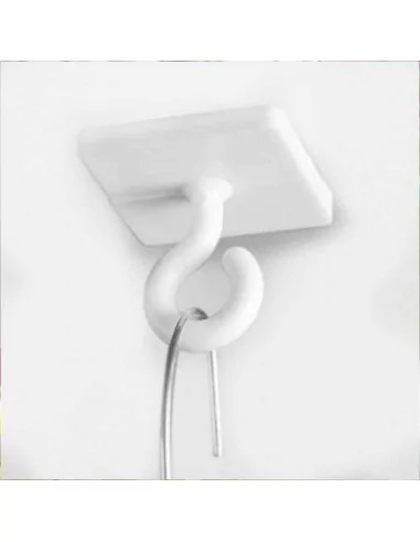 COLGADOR ADHESIVO BLANCO PARA TECHO CON GANCHO ABIERTO DE PLASTICO COLGADOR ADHESIVO BLANCO PARA TECHO CON GANCHO ABIERTO DE PLASTICO