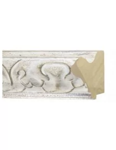 MOLDURA BARROCA GRABADO BLANCO DECAPE FILO PLATA FOR TABLES AND PEOPLE. 90 x 55 mm