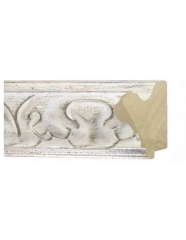 MOLDURA BARROCA GRABADO BLANCO DECAPE FILO PLATA FOR TABLES AND PEOPLE. 90 x 55 mm