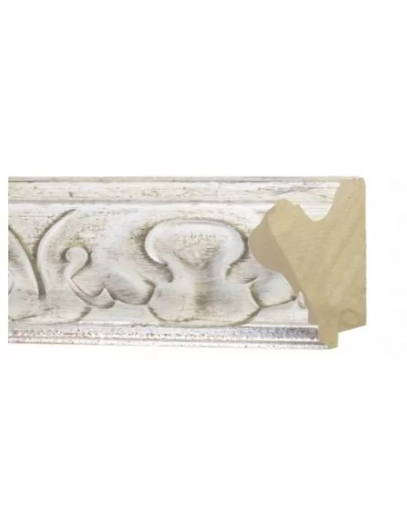 MOLDURA BARROCA GRABADO BLANCO DECAPE FILO PLATA FOR TABLES AND PEOPLE. 90 x 55 mm