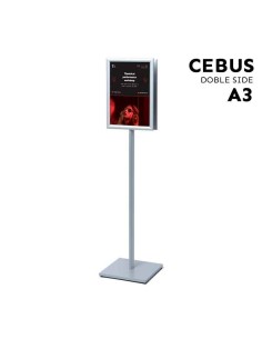 Porte-affiche double face sur pied A3 – Modèle CEBUS base carrée
