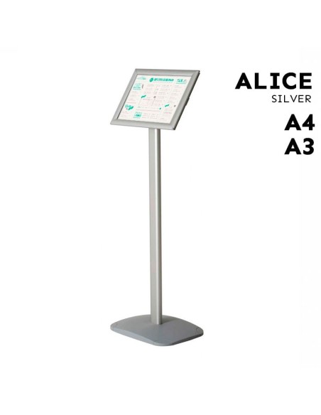 Exposant incliné Porta Menu - Couleur Argent - Pour DIN A4 et A3