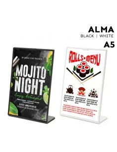 PORTA MENÚ L SOBRE MESA A5 PLASTICO moldiber