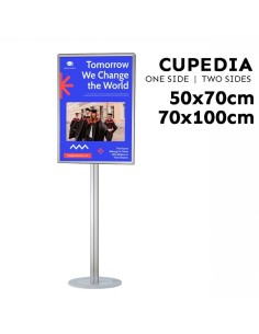 Cadre avec pied et base ronde pour affiches grand format