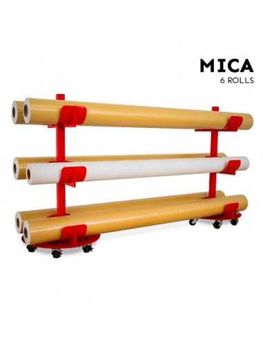 PORTA ROLLOS DOBLE PARA ALMACENAR BOBINAS DE 320 CM DE VINILO Y LONA | MODELO MICA