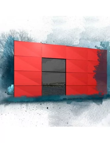 COMPOSITE ROJO CREMA PANEL POUR FACHADAS