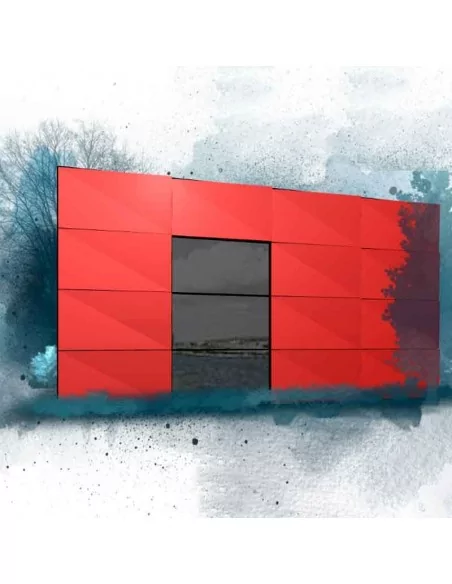 COMPOSITE ROJO CREMA PANEL POUR FACHADAS