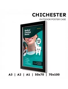 VITRINA MARCO PARA POSTER USO EXTERIOR ACABADO PLATA Y NEGRO - MODELO CHICHESTER