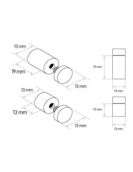 SEPARADOR ALUMINIO ROJO PARA SEÑALES EN PARED. CON TAPON ROSCADO