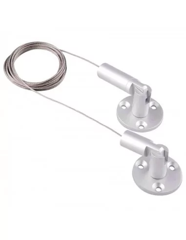 Pack sistema Ulla para cartelería de escaparate – Fijación superior e inferior + Cable de acero Ø1.5mm 300 cm