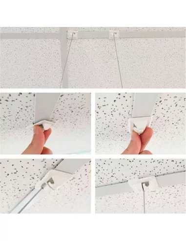 Système de suspension avec clip pour faux plafond et accroche Gripple® Angel – Câble en acier 100 cm