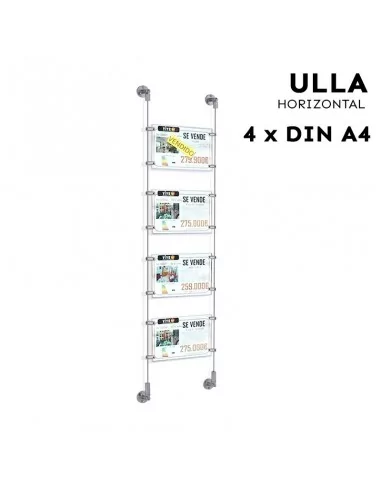 Support d'affichage vitrine pour agences immobilières – DIN A4 Horizontal – 4 pochettes