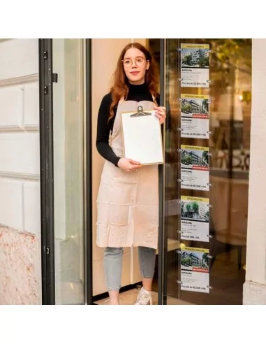 Présentoir immobilier pour vitrines – DIN A4 Vertical – 5 pochettes
