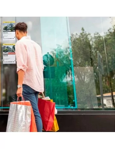 Sistema de cartelería para escaparates – DIN A4 Vertical – 2 bolsillos
