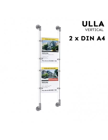 Sistema de cartelería para escaparates – DIN A4 Vertical – 2 bolsillos