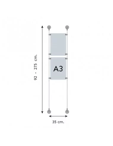 Sistema de cartelería para escaparates – DIN A3 Vertical – 2 bolsillos Sistema de cartelería para escaparates – DIN A3 Vertical – 2 bolsillos