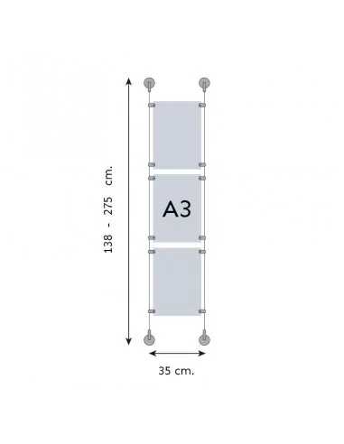 Sistema de cartelería para escaparates – DIN A3 Vertical – 3 bolsillos