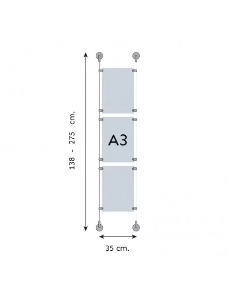 Sistema de cartelería para escaparates – DIN A3 Vertical – 3 bolsillos