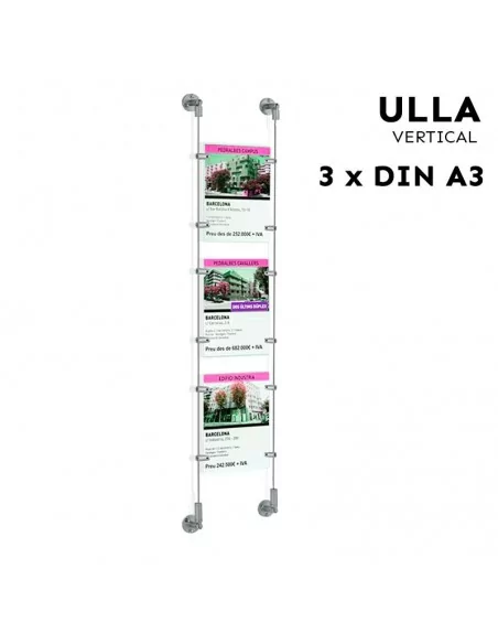 Sistema de cartelería para escaparates – DIN A3 Vertical – 3 bolsillos