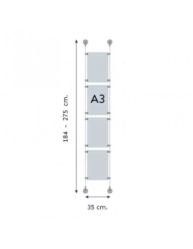 Sistema de cartelería para escaparates – DIN A3 Vertical – 4 bolsillos Sistema de cartelería para escaparates – DIN A3 Vertical – 4 bolsillos