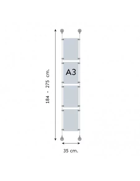 Sistema de cartelería para escaparates – DIN A3 Vertical – 4 bolsillos Sistema de cartelería para escaparates – DIN A3 Vertical – 4 bolsillos