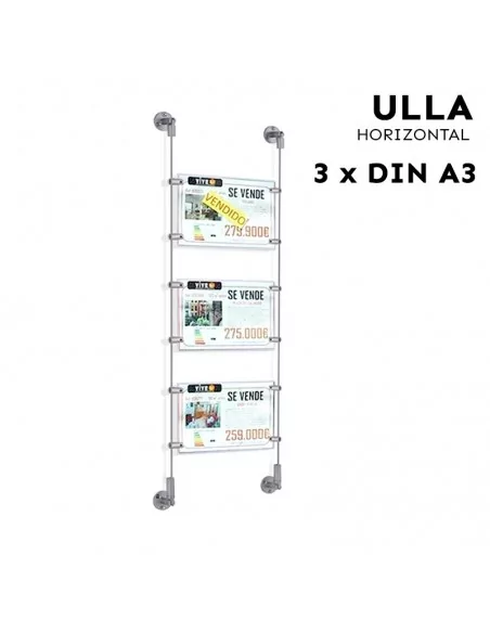 Soporte acrílico para carteles escaparate inmobiliaria – DIN A3 Horizontal – 3 bolsillos Soporte acrílico para carteles escaparate inmobiliaria – DIN A3 Horizontal – 3 bolsillos