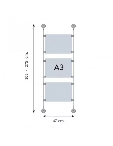 Soporte acrílico para carteles escaparate inmobiliaria – DIN A3 Horizontal – 3 bolsillos Soporte acrílico para carteles escaparate inmobiliaria – DIN A3 Horizontal – 3 bolsillos