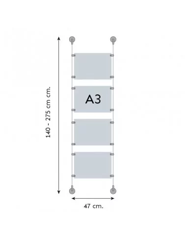 Soporte acrílico para carteles escaparate inmobiliaria – DIN A3 Horizontal – 4 bolsillos Soporte acrílico para carteles escaparate inmobiliaria – DIN A3 Horizontal – 4 bolsillos