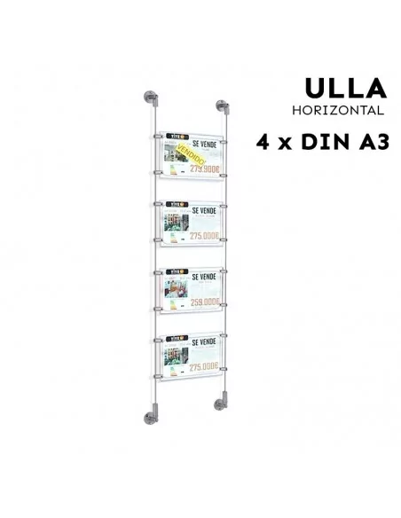 Soporte acrílico para carteles escaparate inmobiliaria – DIN A3 Horizontal – 4 bolsillos Soporte acrílico para carteles escaparate inmobiliaria – DIN A3 Horizontal – 4 bolsillos