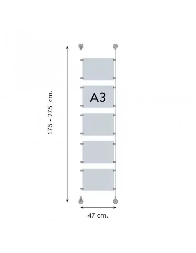 Support acrylique pour affiches vitrine immobilier – DIN A3 Horizontal – 5 pochettes