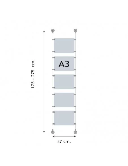 Support acrylique pour affiches vitrine immobilier – DIN A3 Horizontal – 5 pochettes