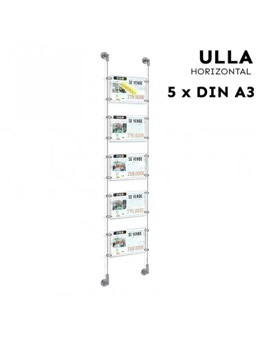 Support acrylique pour affiches vitrine immobilier – DIN A3 Horizontal – 5 pochettes
