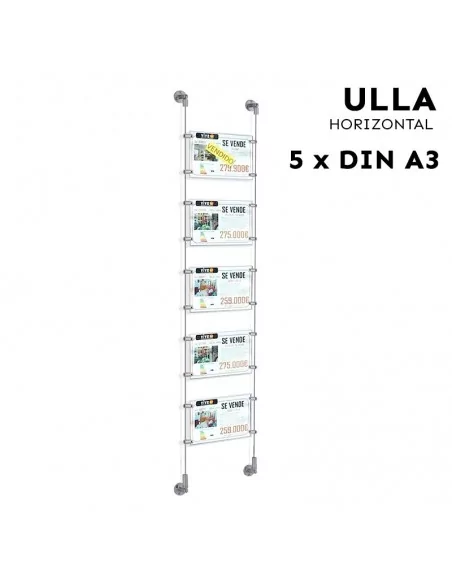 Support acrylique pour affiches vitrine immobilier – DIN A3 Horizontal – 5 pochettes