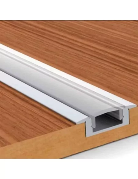 Perfil de alumínio embutido | Para fita LED até 10 mm | Tampa contínua Perfil de alumínio embutido | Para fita LED até 10 mm | Tampa contínua