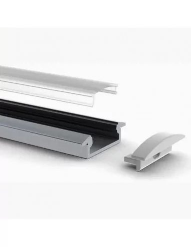 Perfil de alumínio embutido | Para fita LED até 10 mm | Tampa contínua Perfil de alumínio embutido | Para fita LED até 10 mm | Tampa contínua