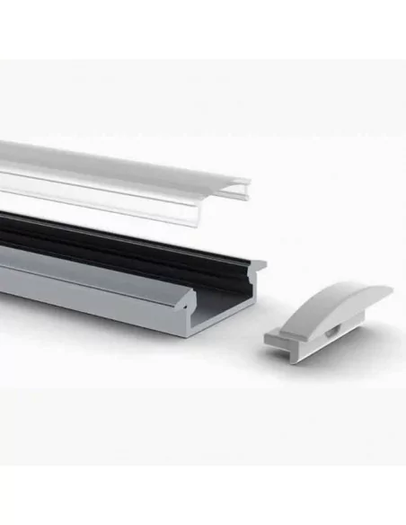 Perfil de alumínio embutido | Para fita LED até 10 mm | Tampa contínua Perfil de alumínio embutido | Para fita LED até 10 mm | Tampa contínua