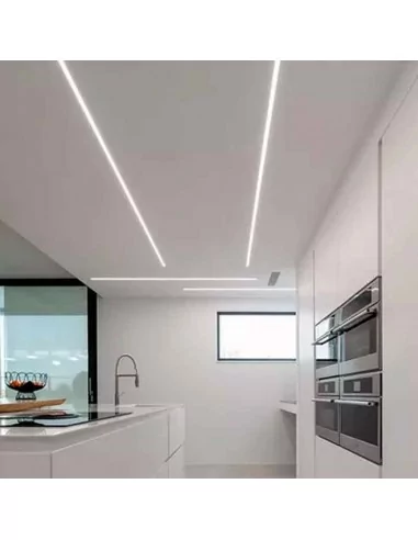 Perfil de alumínio embutido | Para fita LED até 10 mm | Tampa contínua Perfil de alumínio embutido | Para fita LED até 10 mm | Tampa contínua