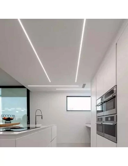 Perfil de alumínio embutido | Para fita LED até 10 mm | Tampa contínua Perfil de alumínio embutido | Para fita LED até 10 mm | Tampa contínua
