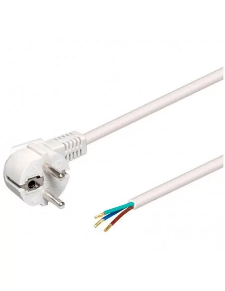 Cabo de alimentação SCHUKO branco – Plugue CEE 7/7 com fios descarnados