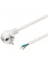Cabo de alimentação SCHUKO branco – Plugue CEE 7/7 com fios descarnados