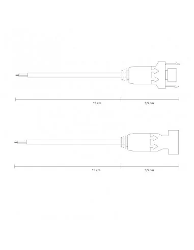 Conectores DC LED 5,5 x 2,1 mm com trava – Cabo 15 cm Macho-Fêmea