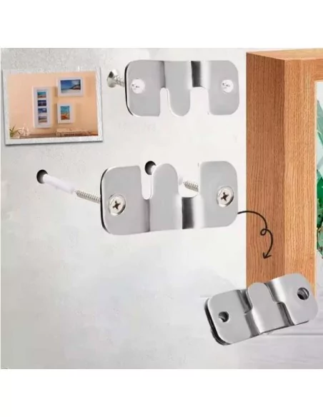Colgador 15 kg de hebilla metálica para cuadros y espejos pesados. Set 2 piezas